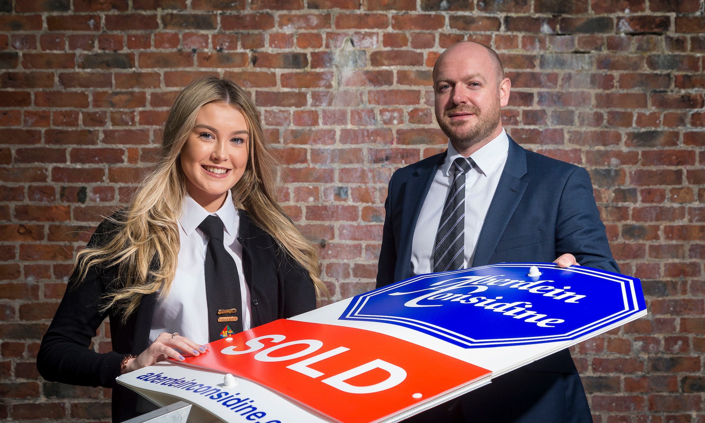 School pupil Leona Whyte and Alan Cumming, National Estate Agency Director at Aberdein Considine.