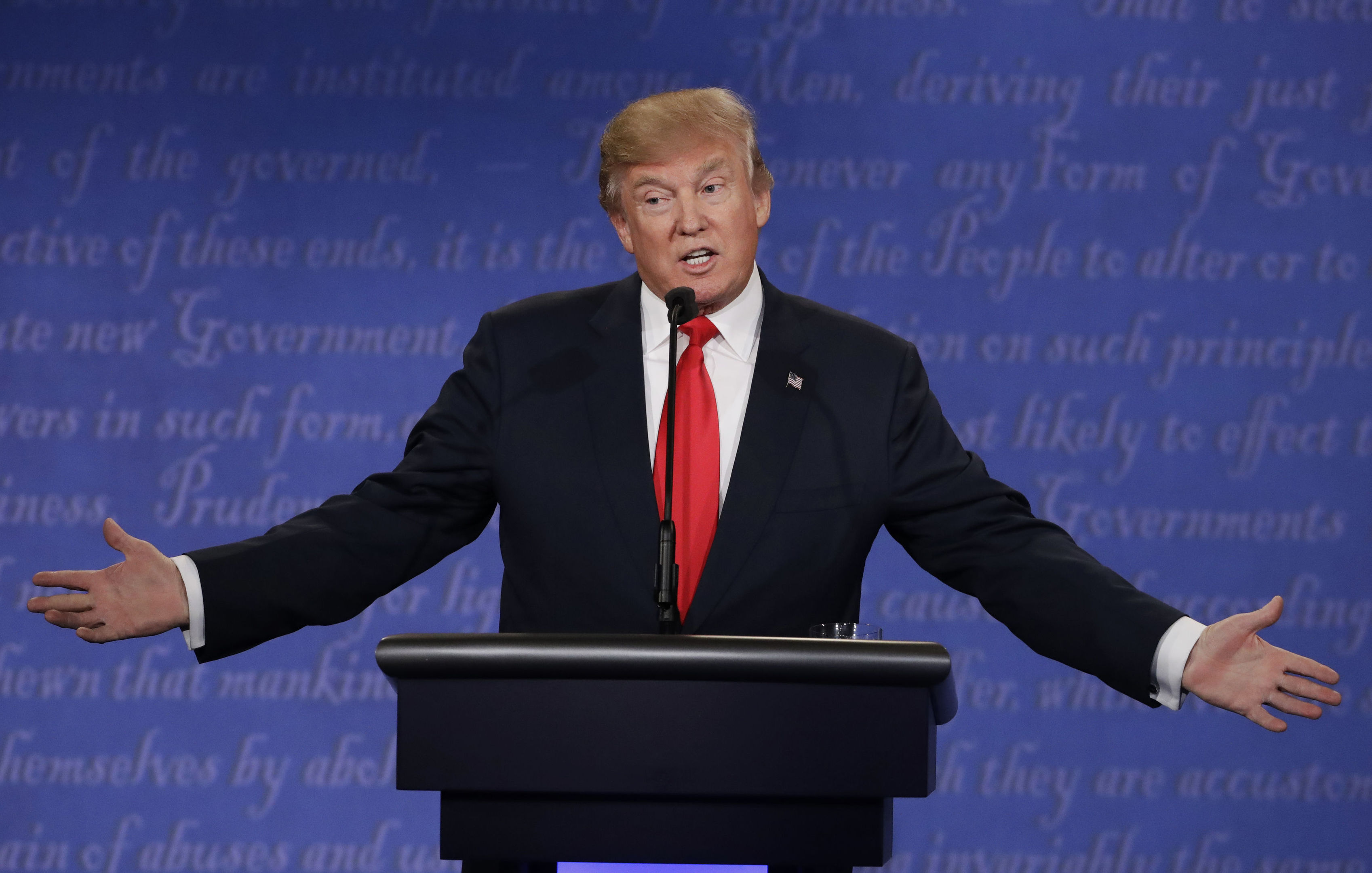 Donald Trump speaks during the third presidential debate.
