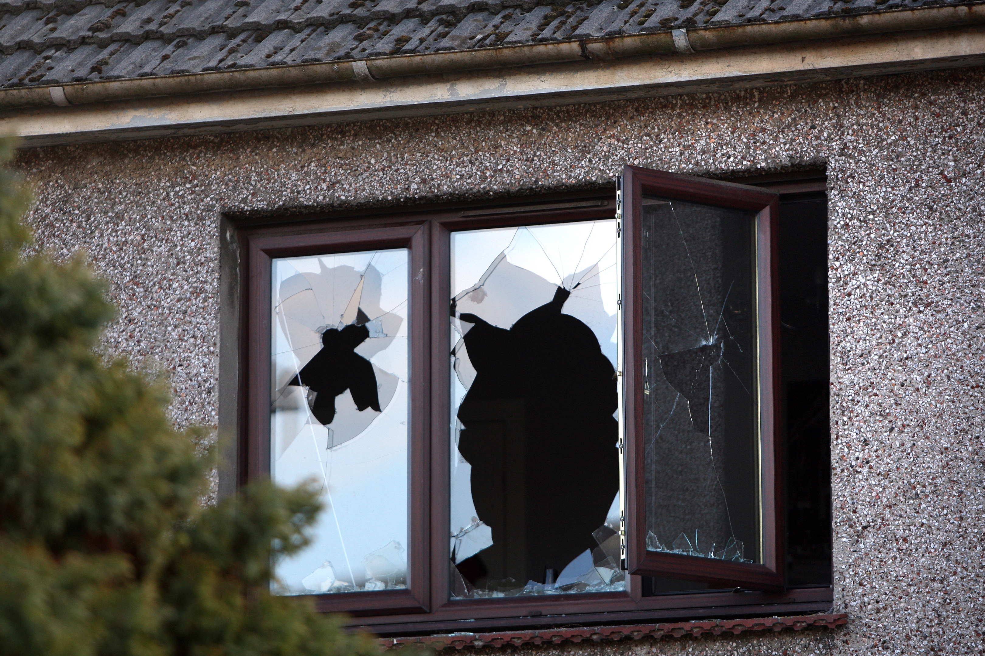 Windows were smashed at a property in Kingennie Road. 