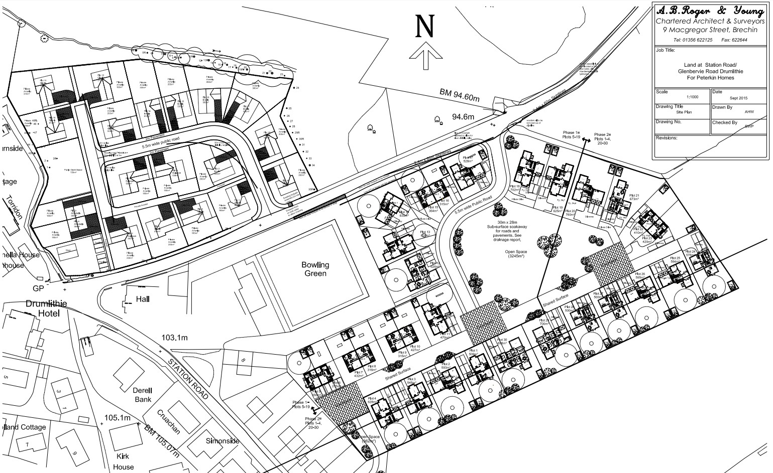 The proposed development to the east and south of the bowling green