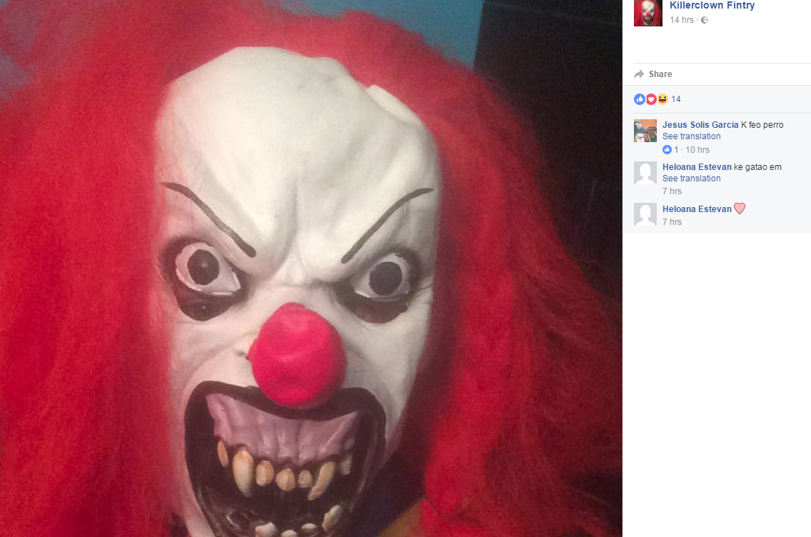 A Facebook page has been created in the name of "Killerclown Fintry".