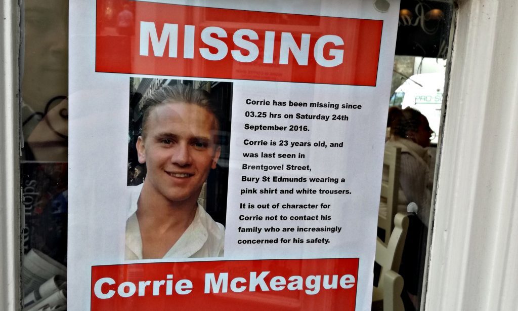 Bury St Edmunds has rallied together to help try and find missing Corrie.