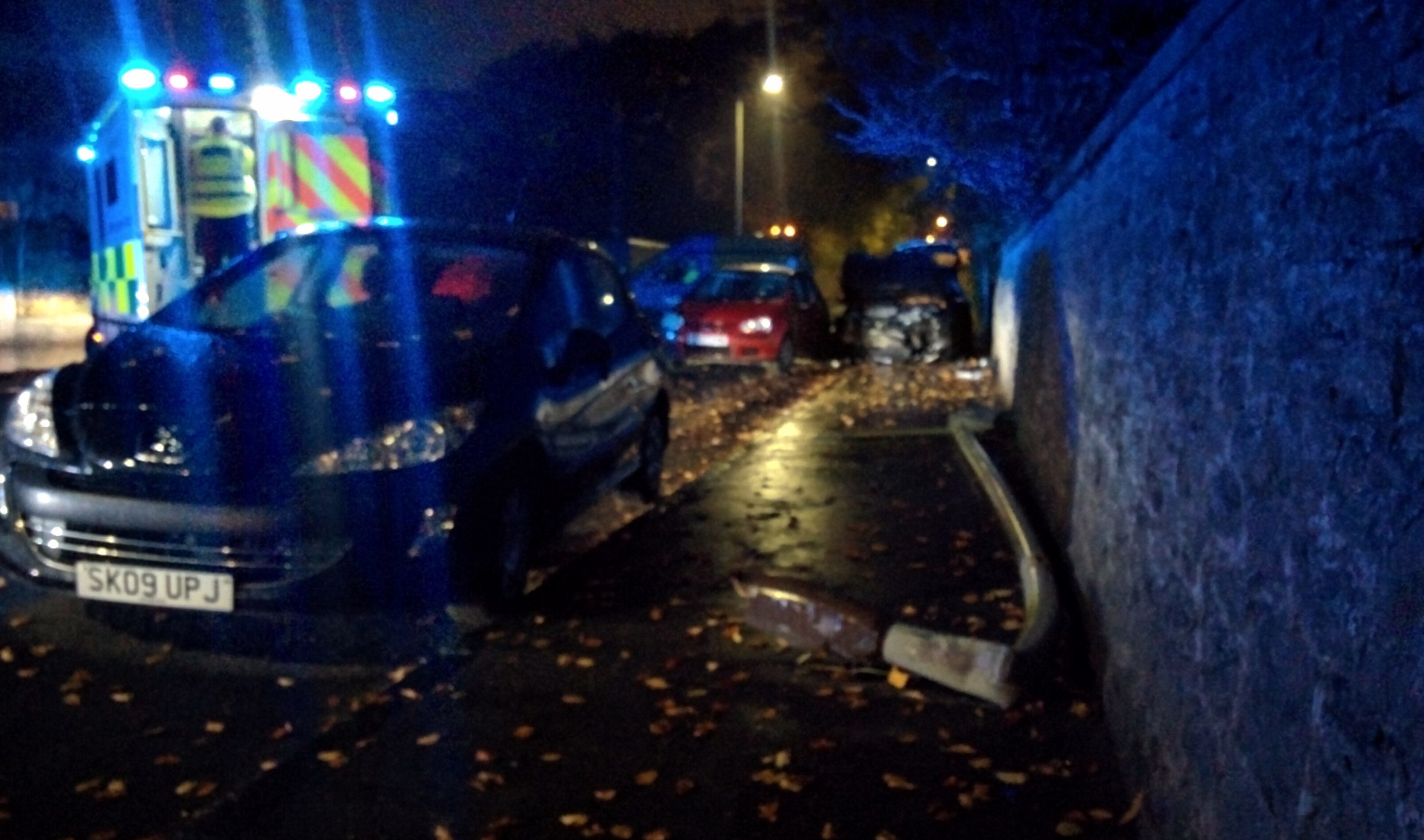 The scene on Dundee Road in Broughty Ferry after the crash.
