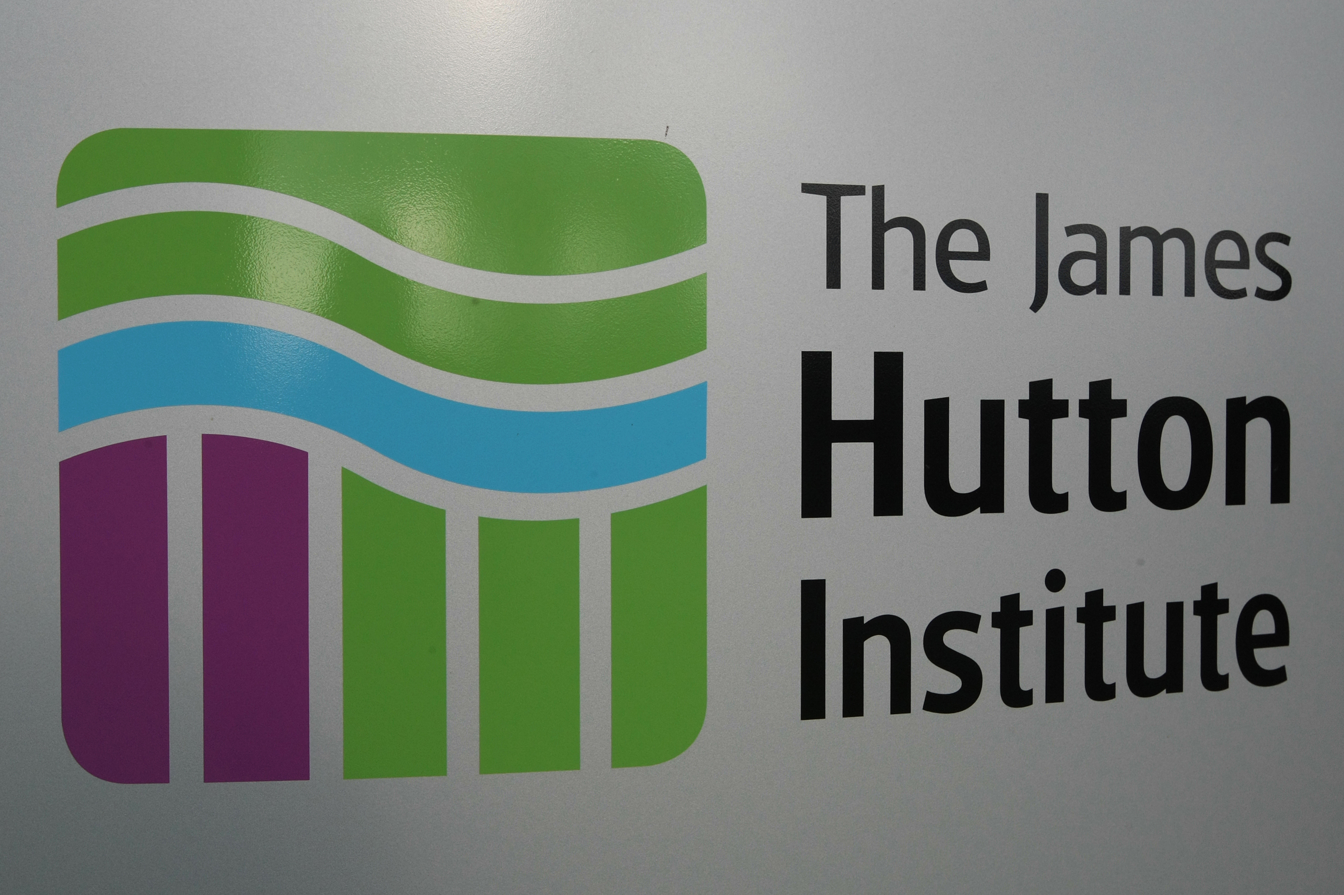 Building exterior of the James Hutton Institute, Invergowrie.   Sign for the James Hutton Institute