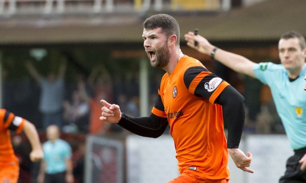 Mark Durnan celebrates his goal.