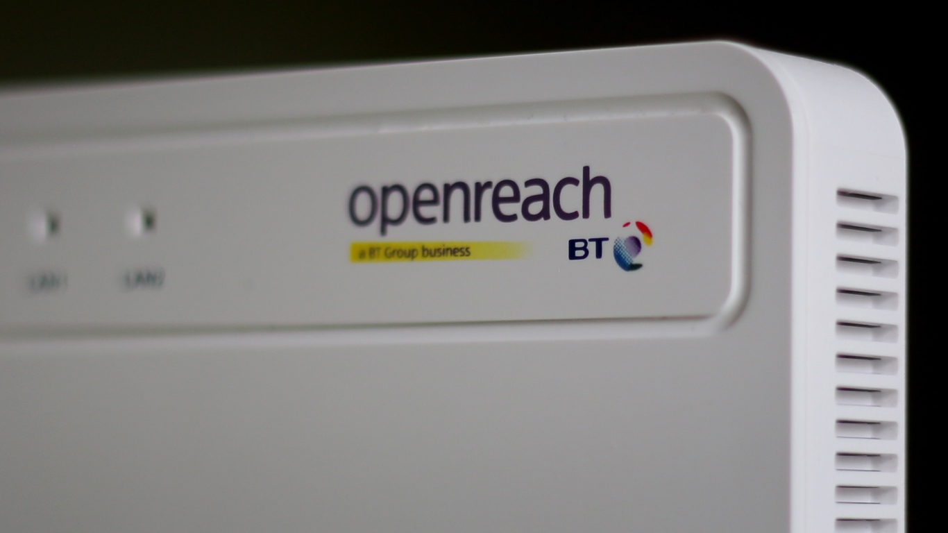 A British Telecom Openreach internet router.