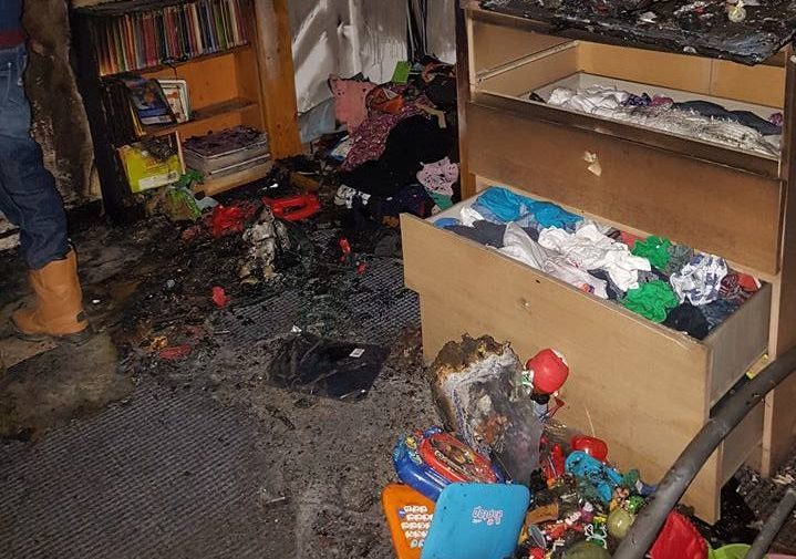 Scenes of destruction: inside the burned out home.