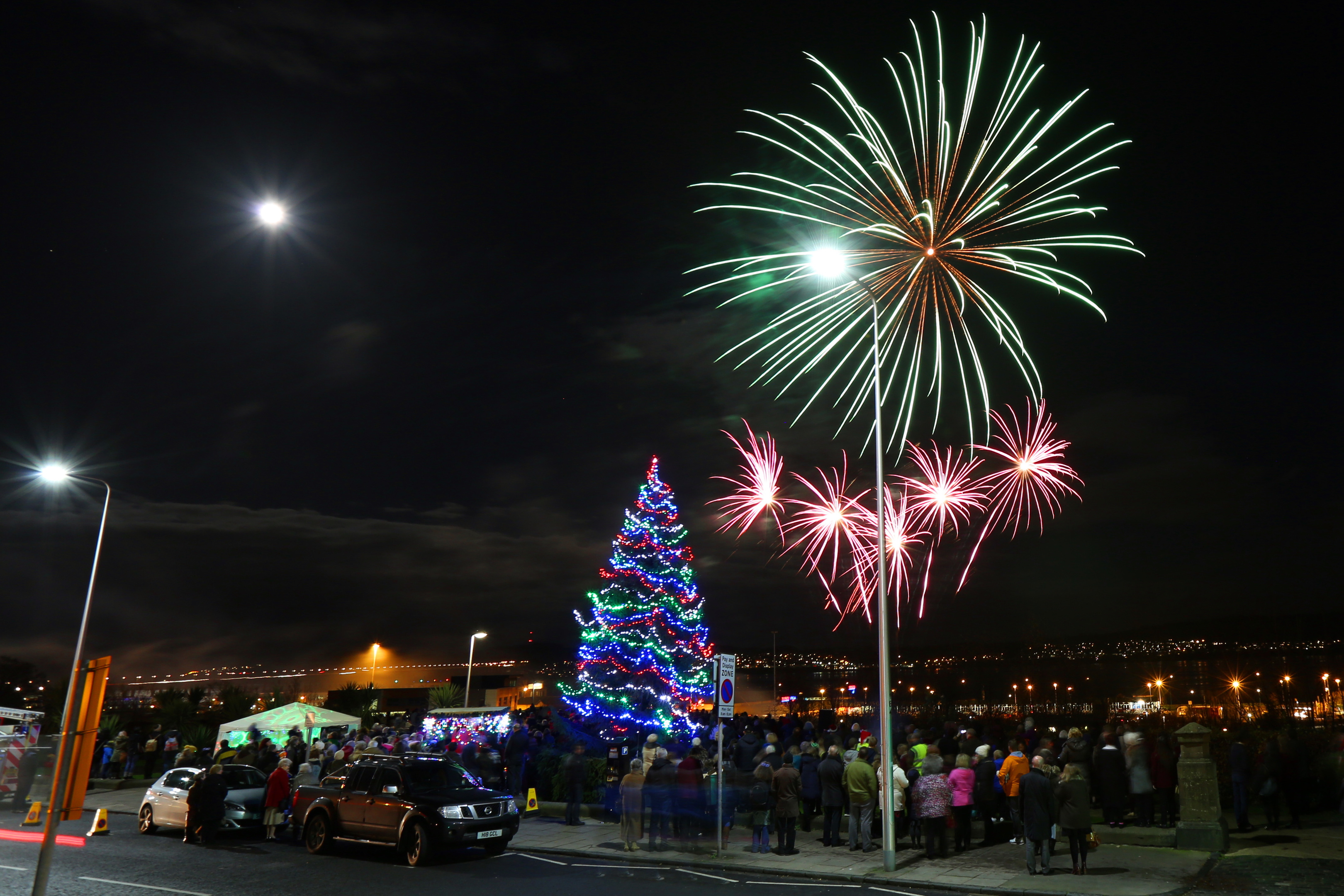 Fireworks at last year's West End Christmas light switch on.