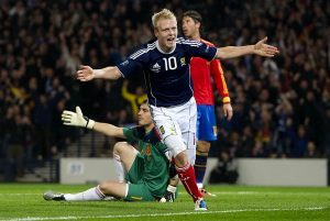 Naismith celebrates his goal against Spain back in 2010.