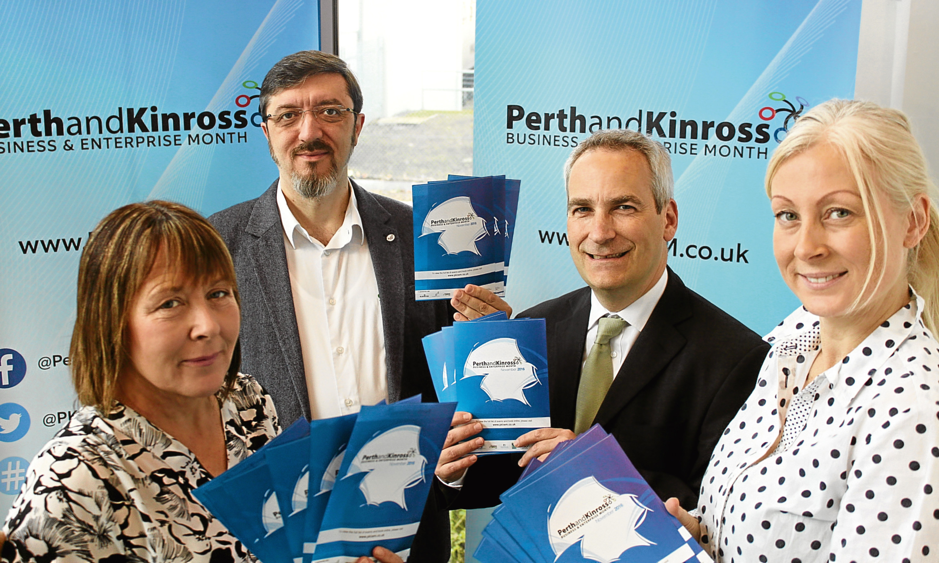 Spreading the word about Perth and Kinross Business and Enterprise month are Lynn McCabe, Corrado Mella, Alan Graham and Perthshire Chamber CEO Vicki Unite.