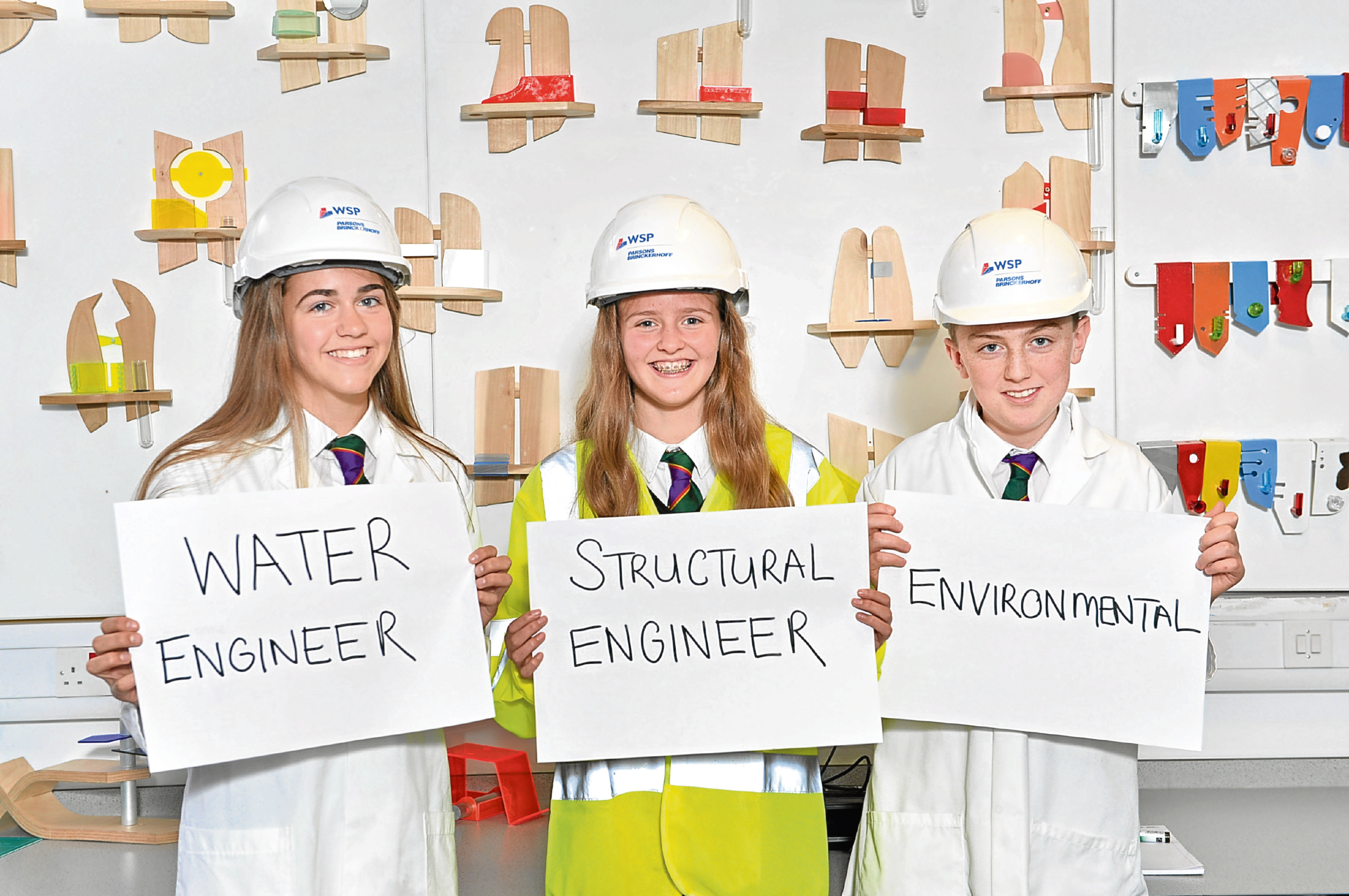 (L-R) Kinross High pupils  Kirstin Fotheringham, Coco Ramponi and Alistair Muirson.