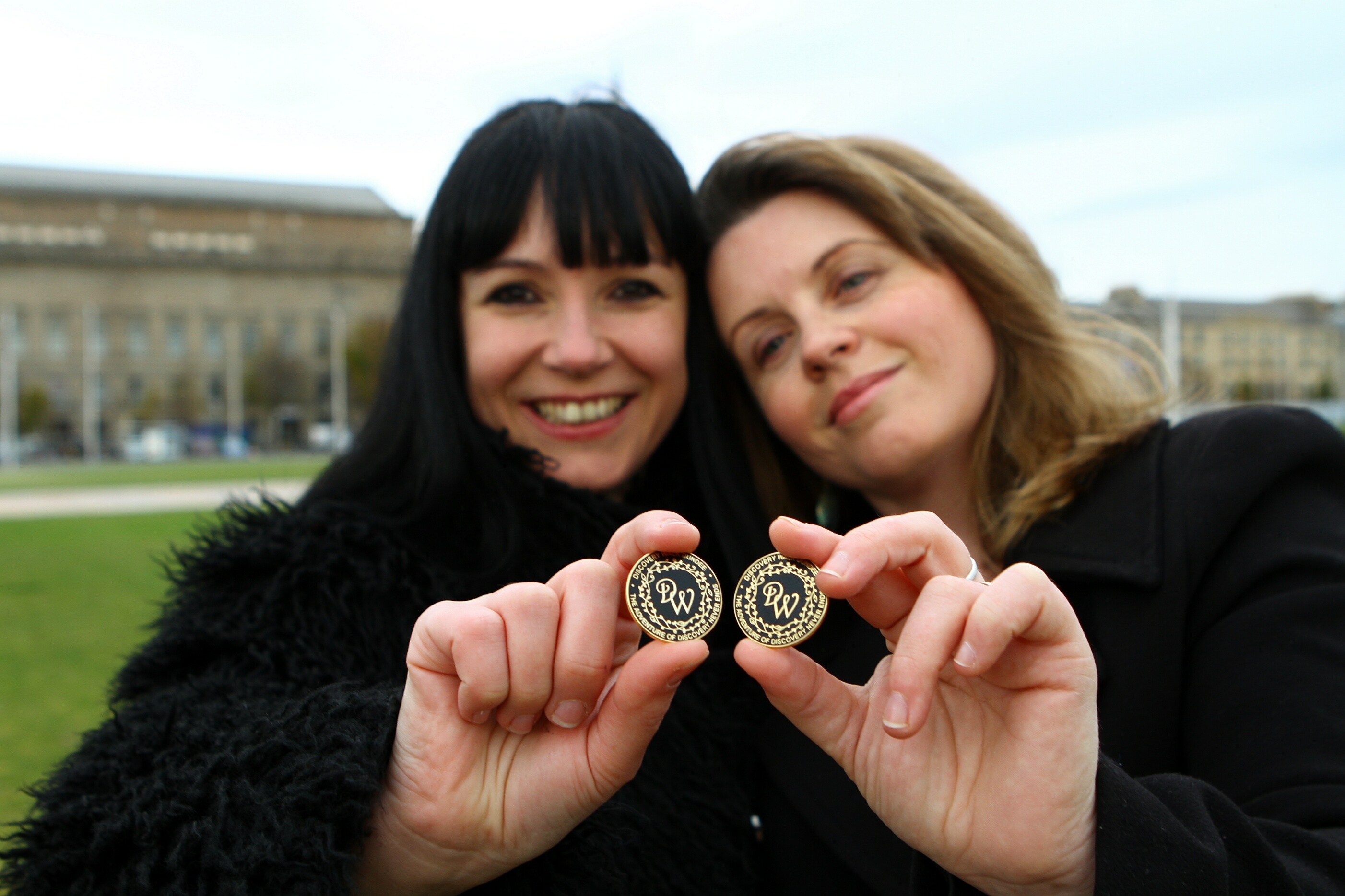 Artist Suzanne Scott, left, designer of the Discovery Walk plaques and Kelly Marr - project originator.