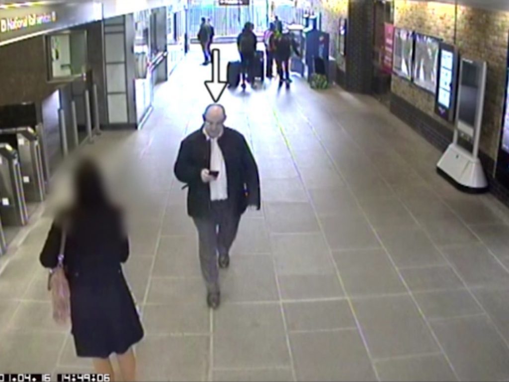 Gordon Semple exiting Blackfriars station, London, before meeting Stefano Brizzi. 