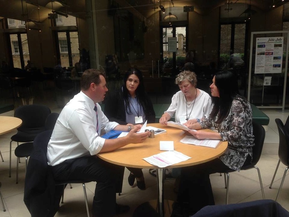 Mandy Lowe (right) discusses her petition in Westminster with (from left) MP Mark Spencer, fellow road safety campaigner Christina Rezik Mount and Mandy's mum Susan. 