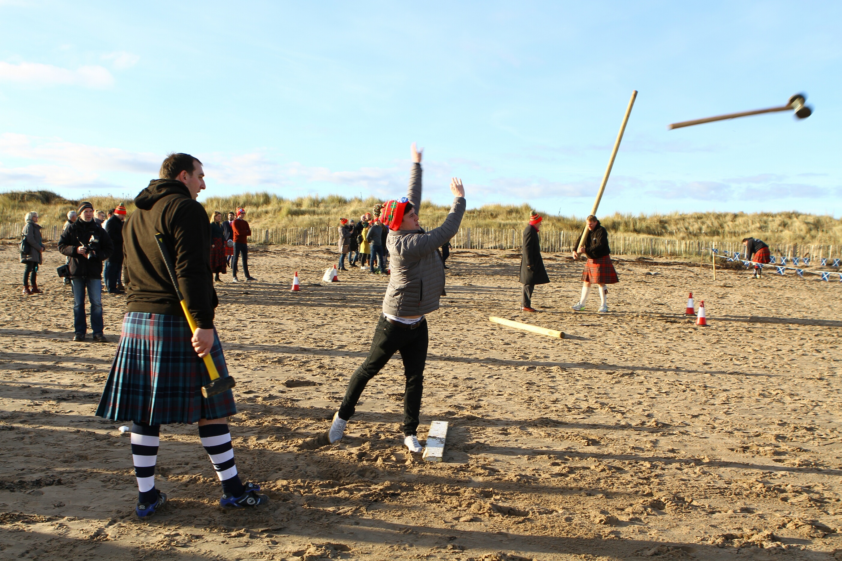 One of the Andrews at the West Sands in St. Andrews, taking part in the Highland Games.