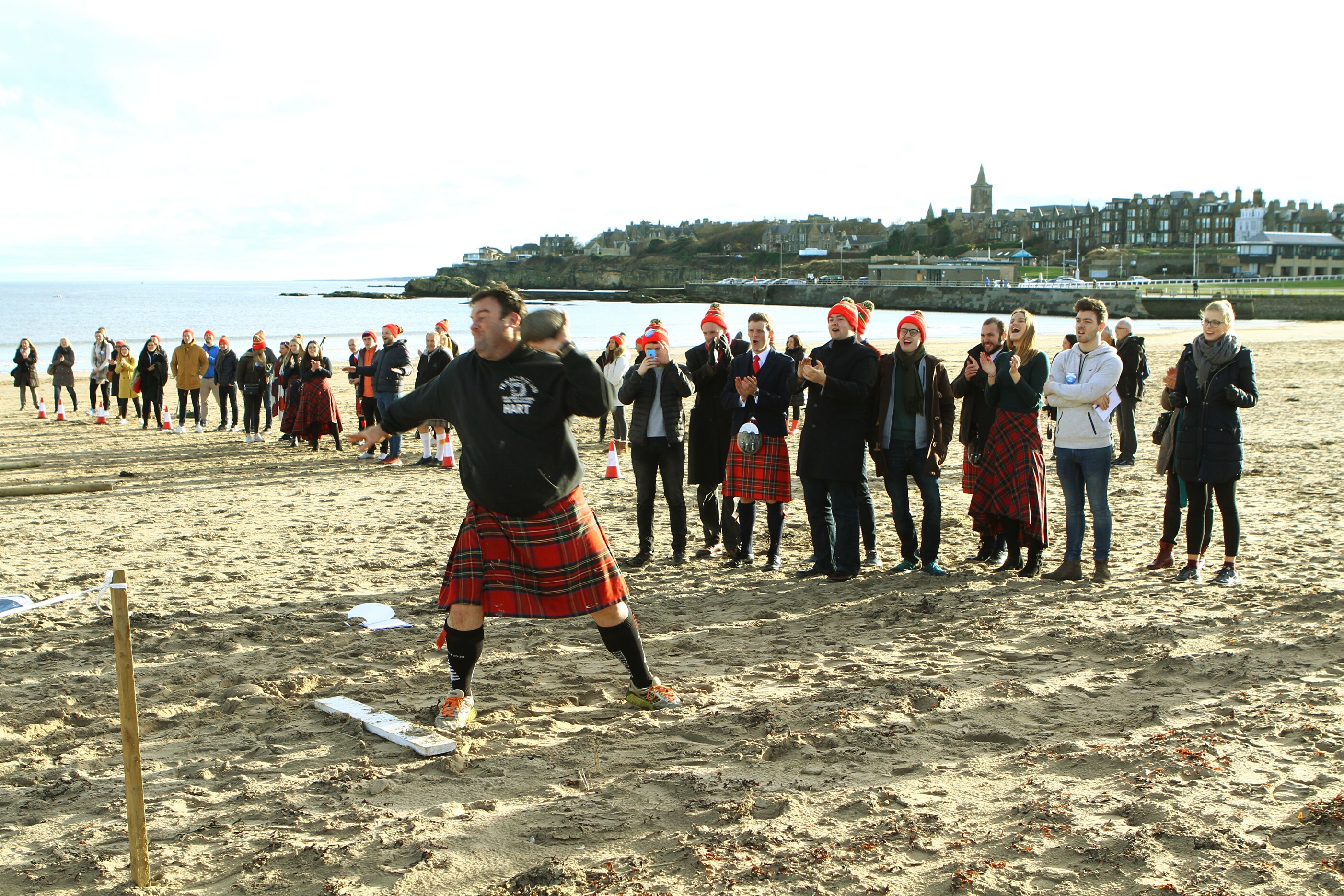 Andrews taking part in a Highland Games event on the West Sands.
