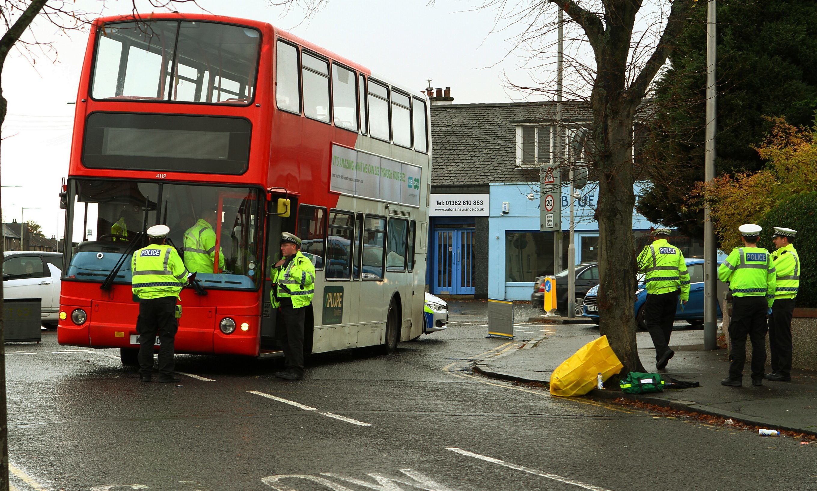 Police at the scene of the accident.