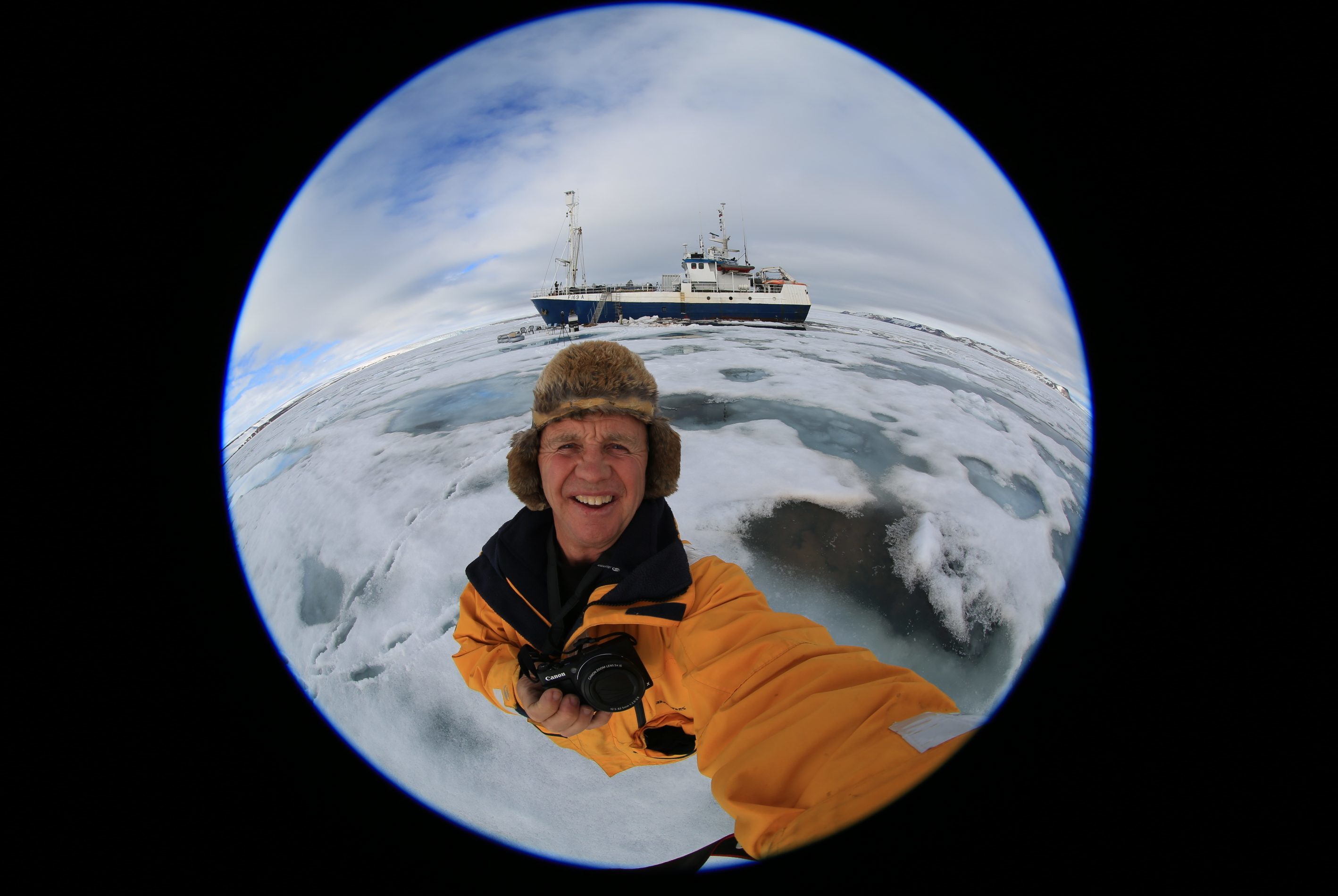 Cameraman Doug Allan on the ice.