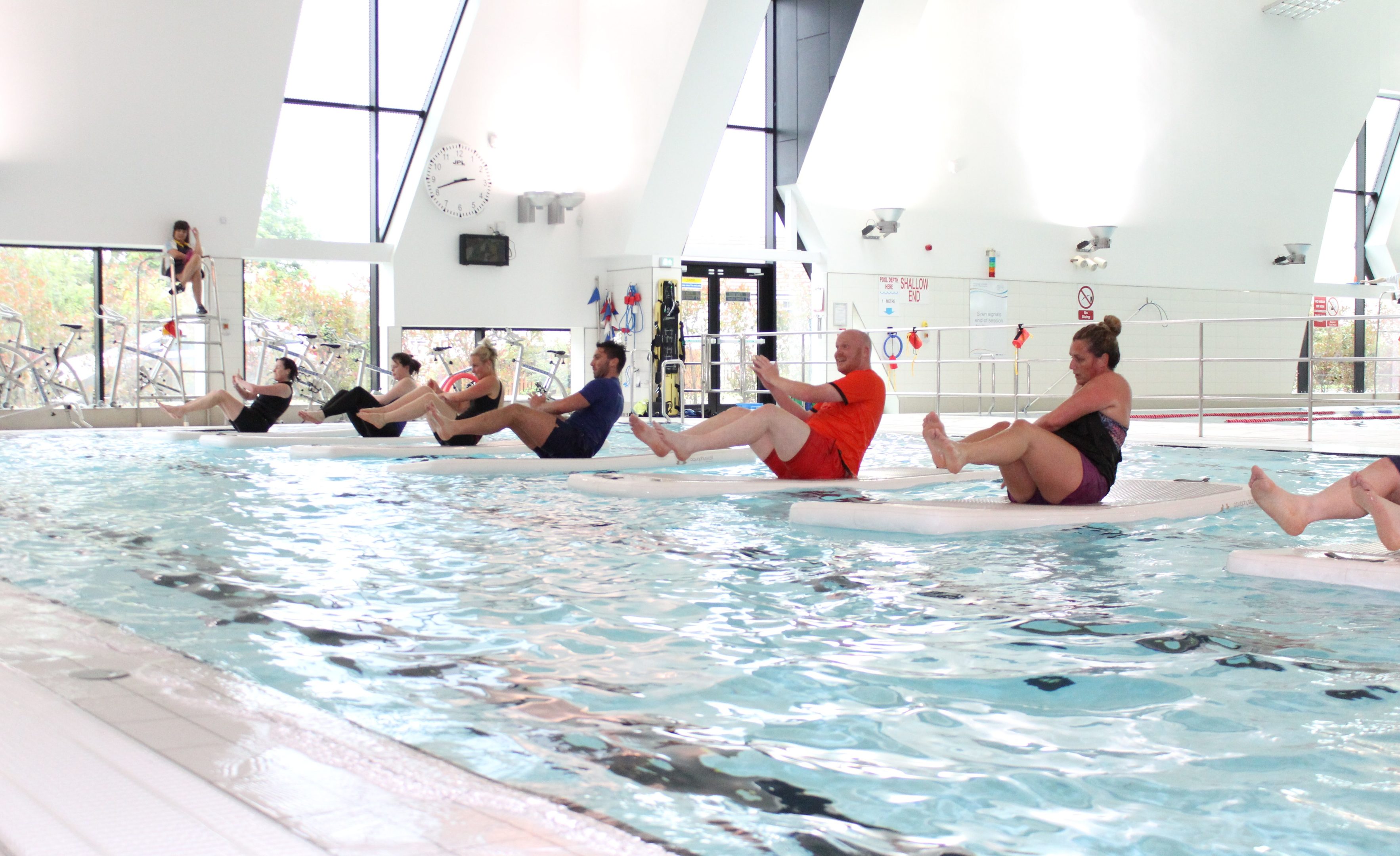 Fife Sports and Leisure Trust staff demonstrate floatfit at Michael Woods Sports and Leisure Centre in Glenrothes,