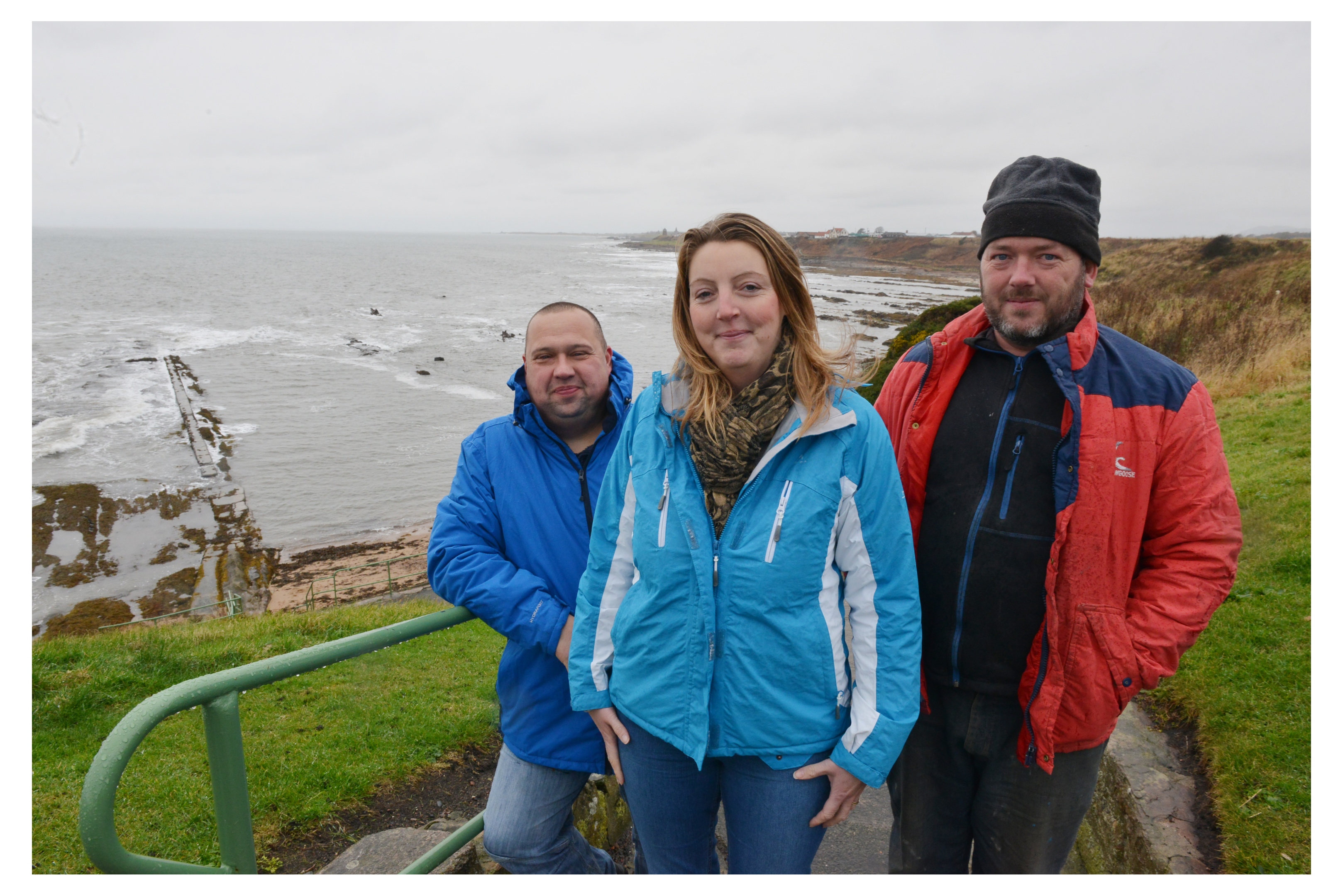 David Thomson, Robin Bremner and Nicola Thomson of the West Braes Project at the swimming pool