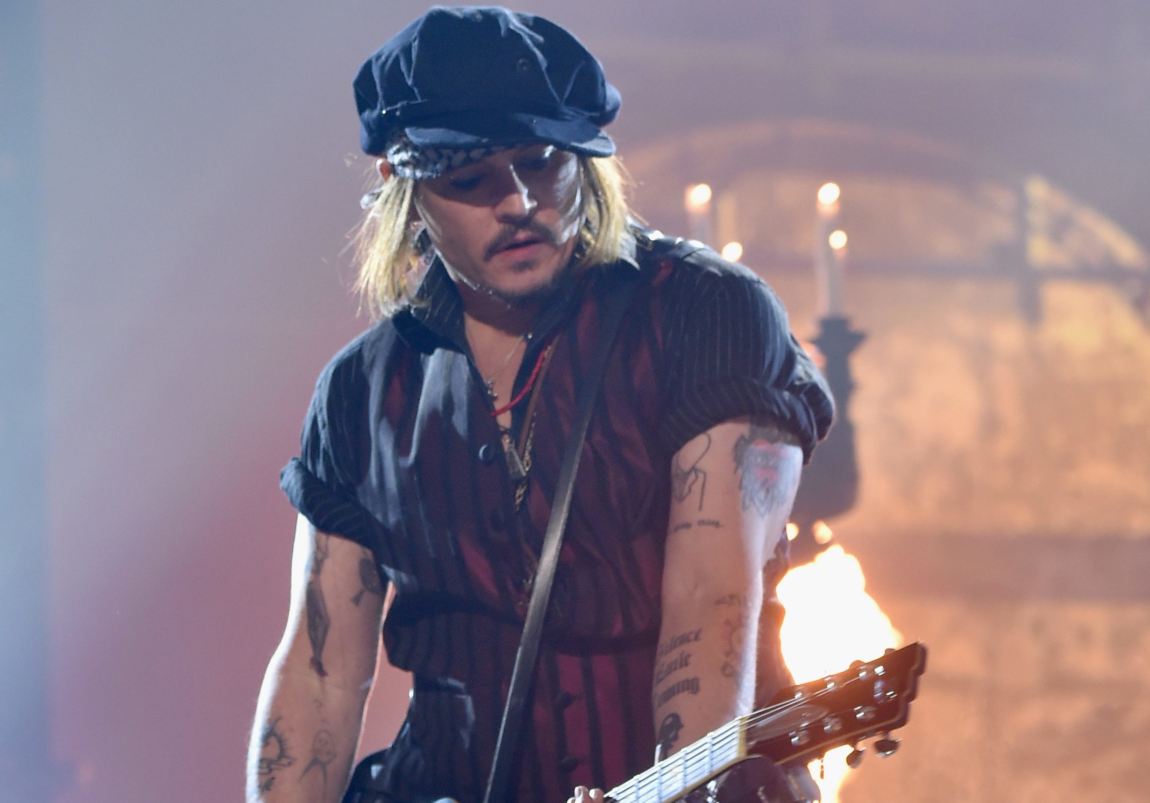 Johnny Depp onstage during the 58th Grammy Awards earlier this year