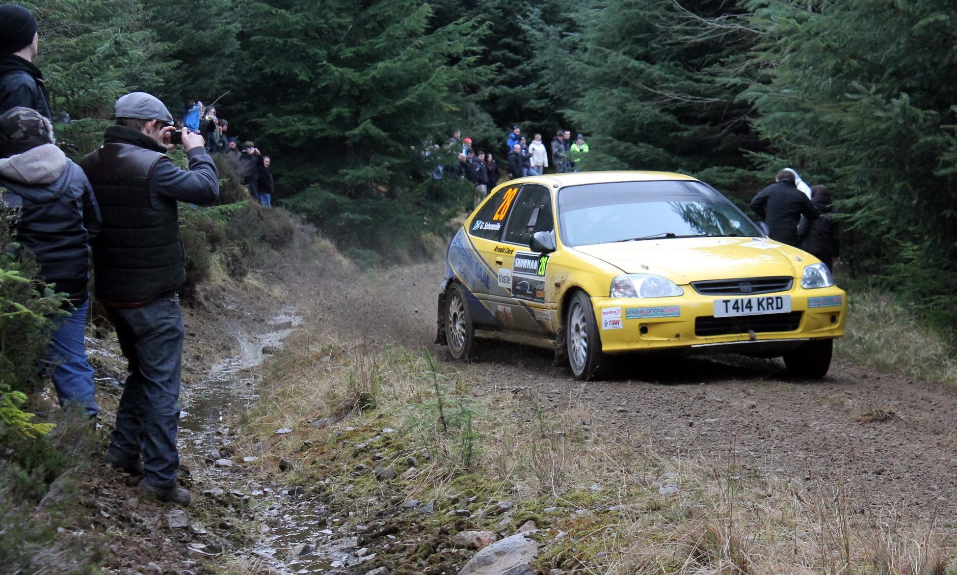 The 2013 Highland Rally: The car in the picture was the vehicle that was involved, less than a minute before it collided before the crowd.
