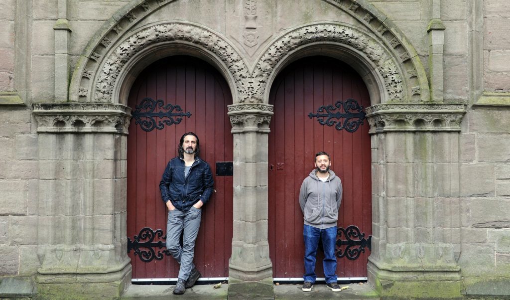 Tom Di Majo and Malath Abbas of Biome Collective outside the Steeple Church.