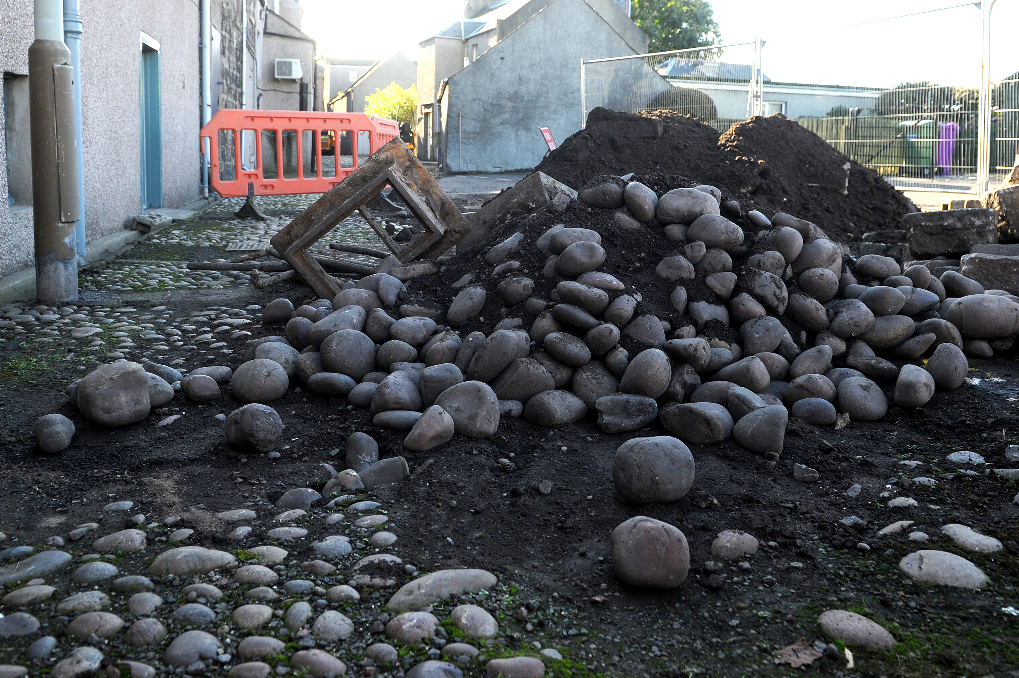 The cobbles which make up Murray Lane in Montrose.