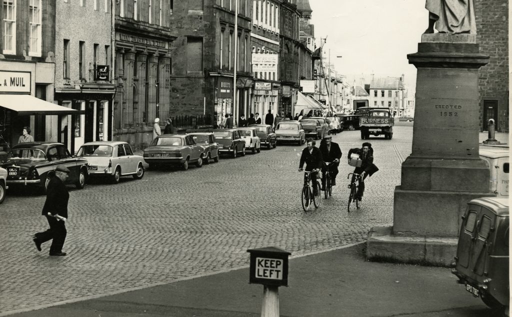 Cyclists on Montrose High Street. 16 October 1967. 