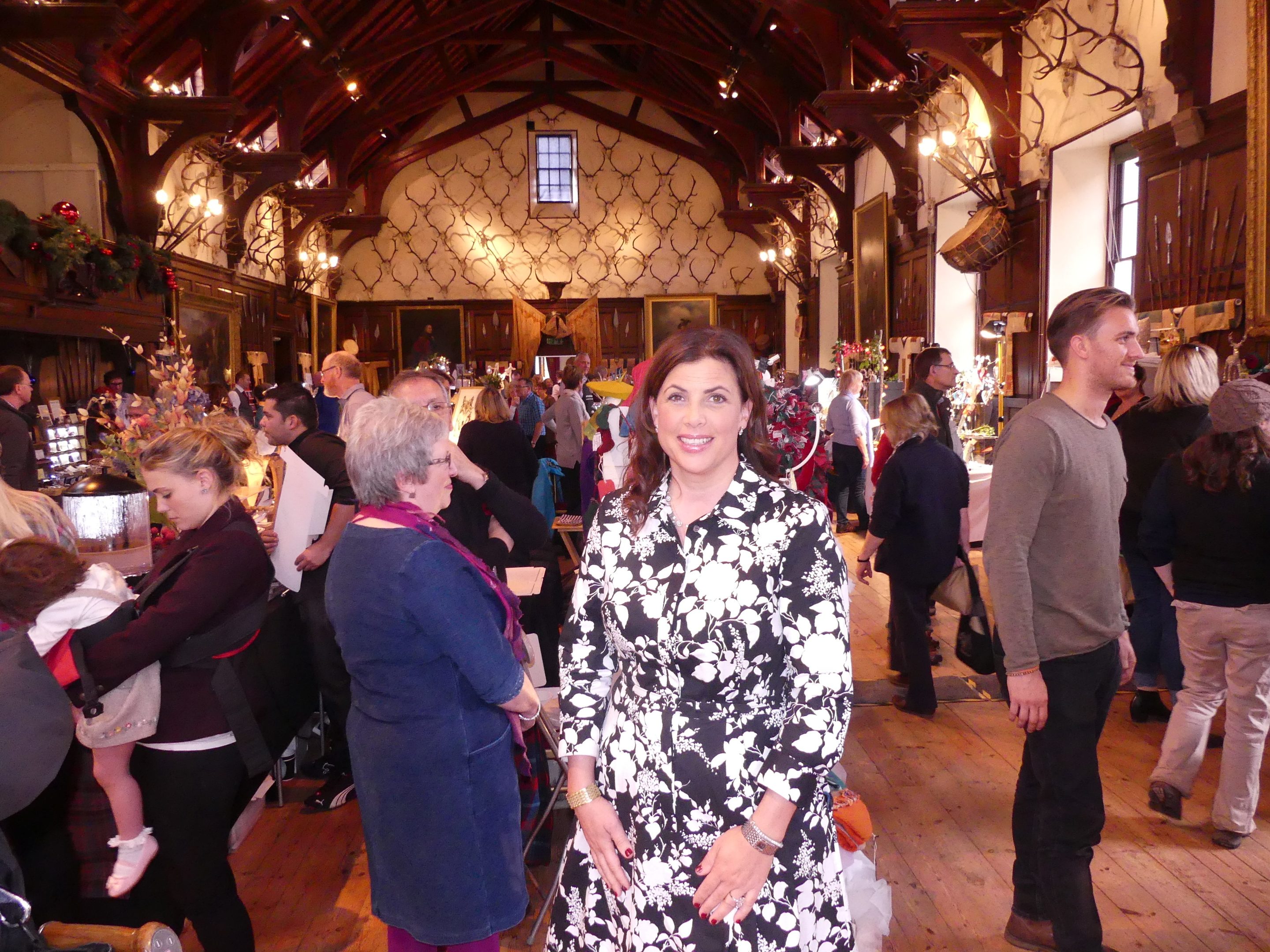 Kirstie Allsopp enjoys a craft fair at Blair Castle during filming for her Christmas show.