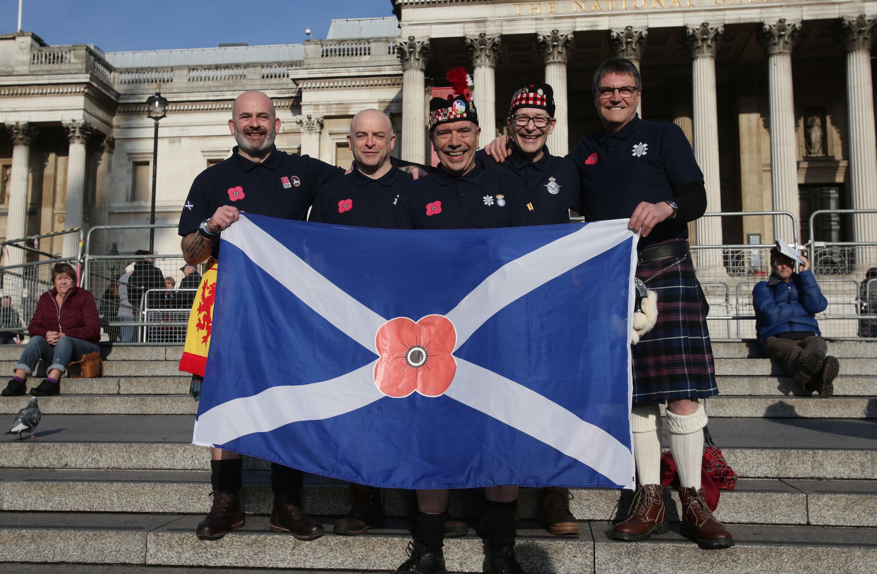 Some of the Scots who were at Trafalgar Square to show their respects.