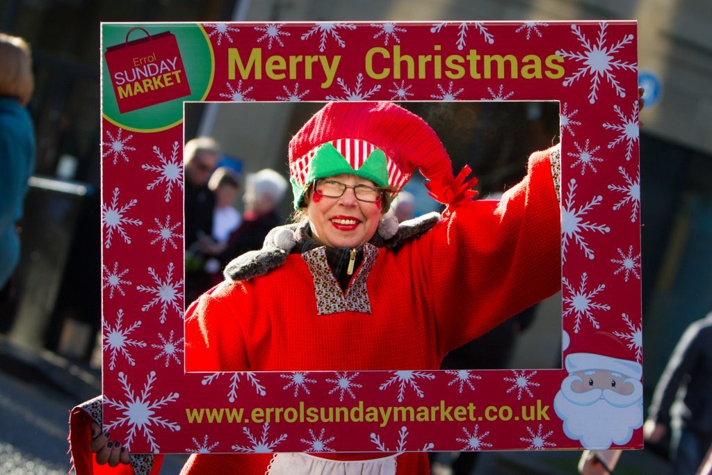 Laurie Shanley (Errol Sunday Market Elf) takes part in Perth's Christmas market