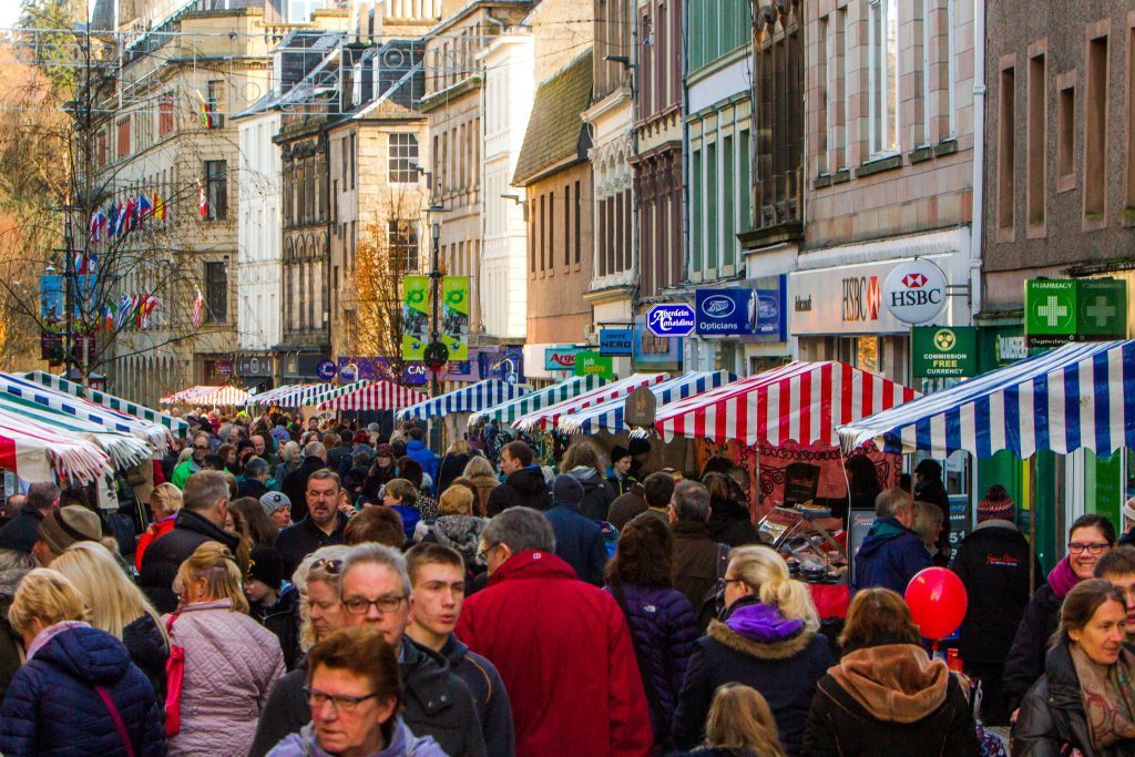 Crowds gather on Perth High Street fore the annual Christmas market
