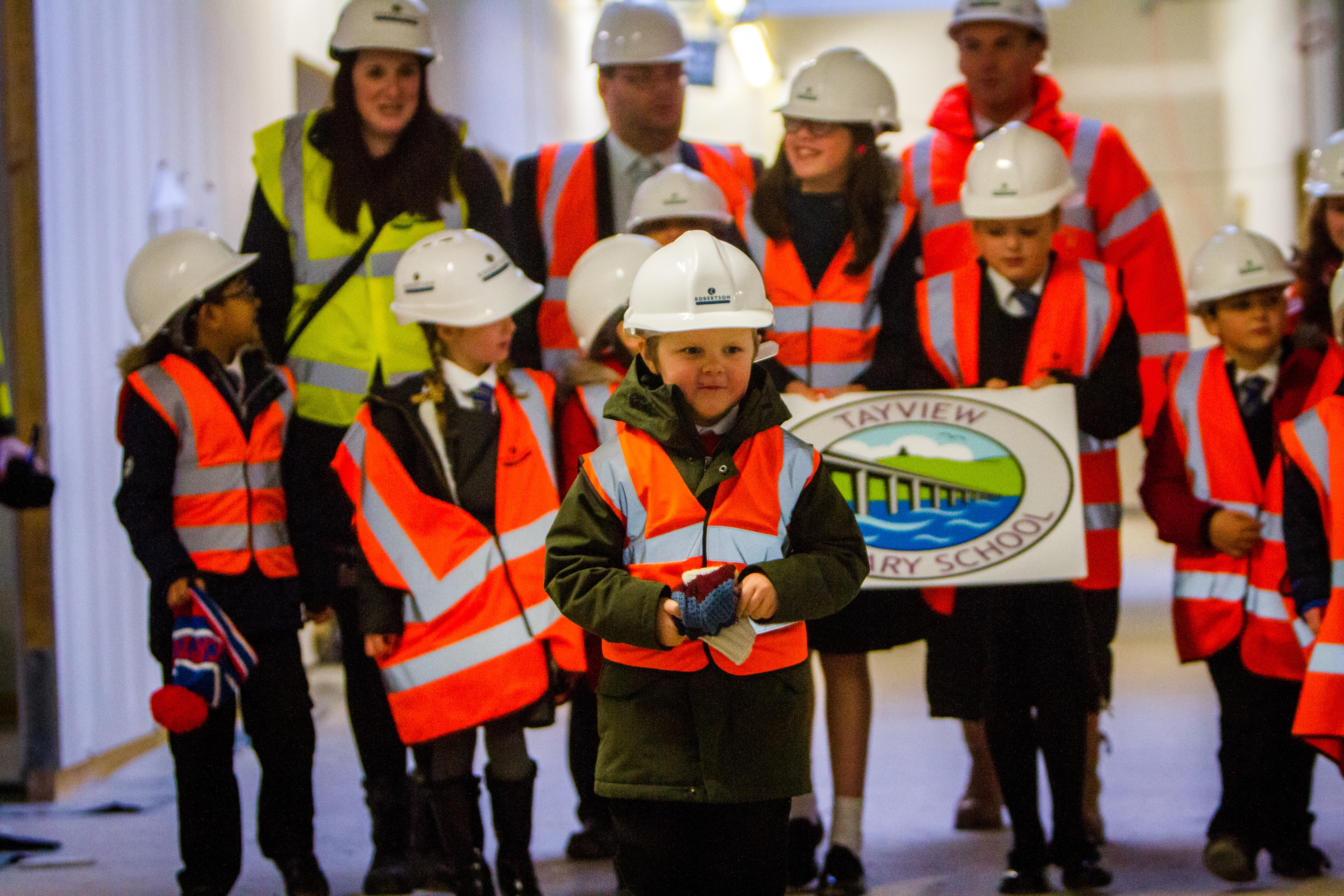 Pupils from the two Tayview School campuses were given a tour of the new site