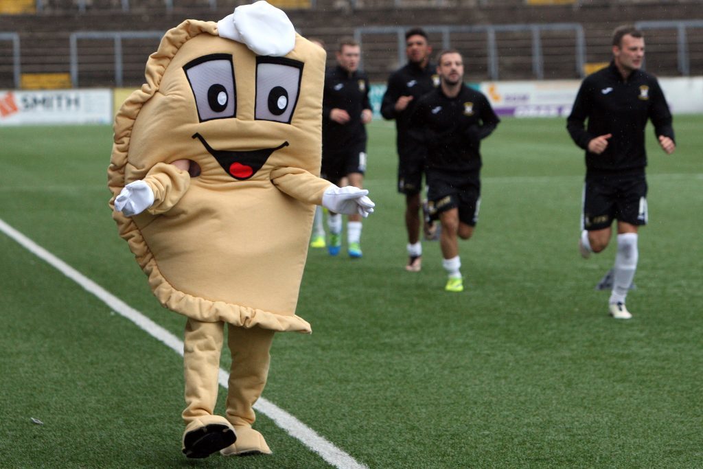 Baxter the Bridie - a new Forfar Athletic legend. But he has yet to challenge the price of a Forfar pie!