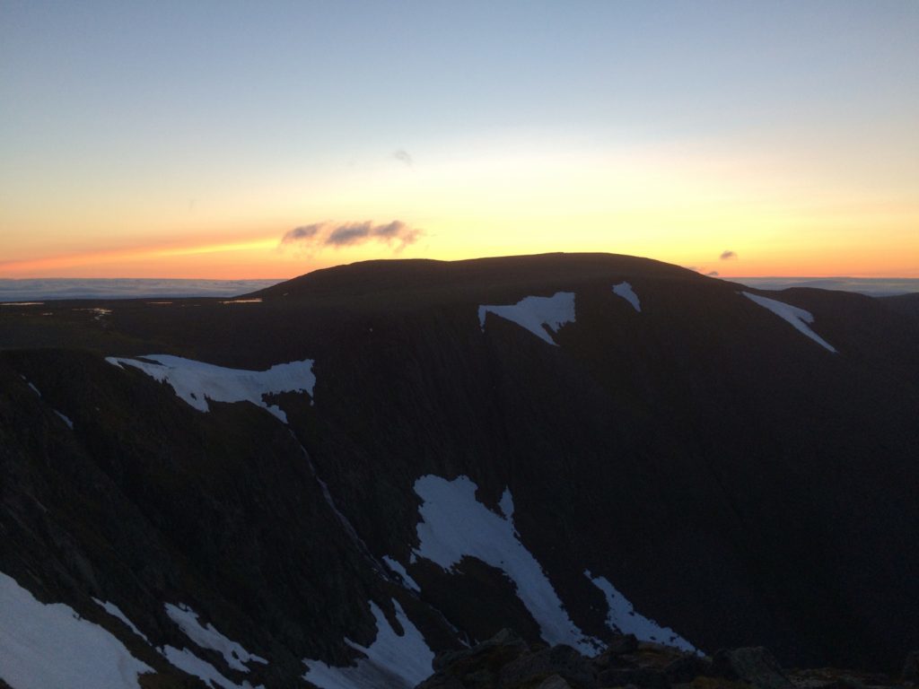 Sunrise over Braeriach in the Cairngorms.