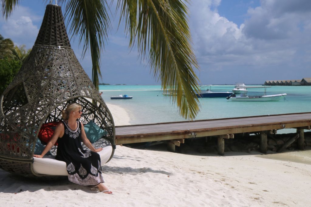 Karen relaxing on the beach.