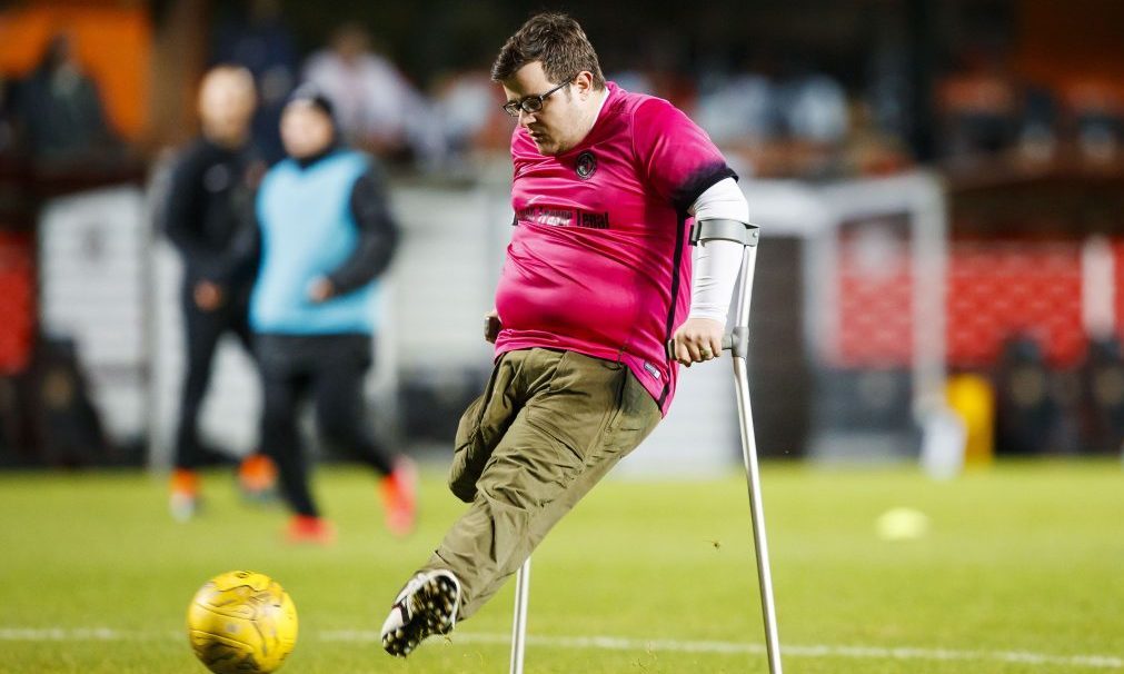 Tommy in action at Tannadice