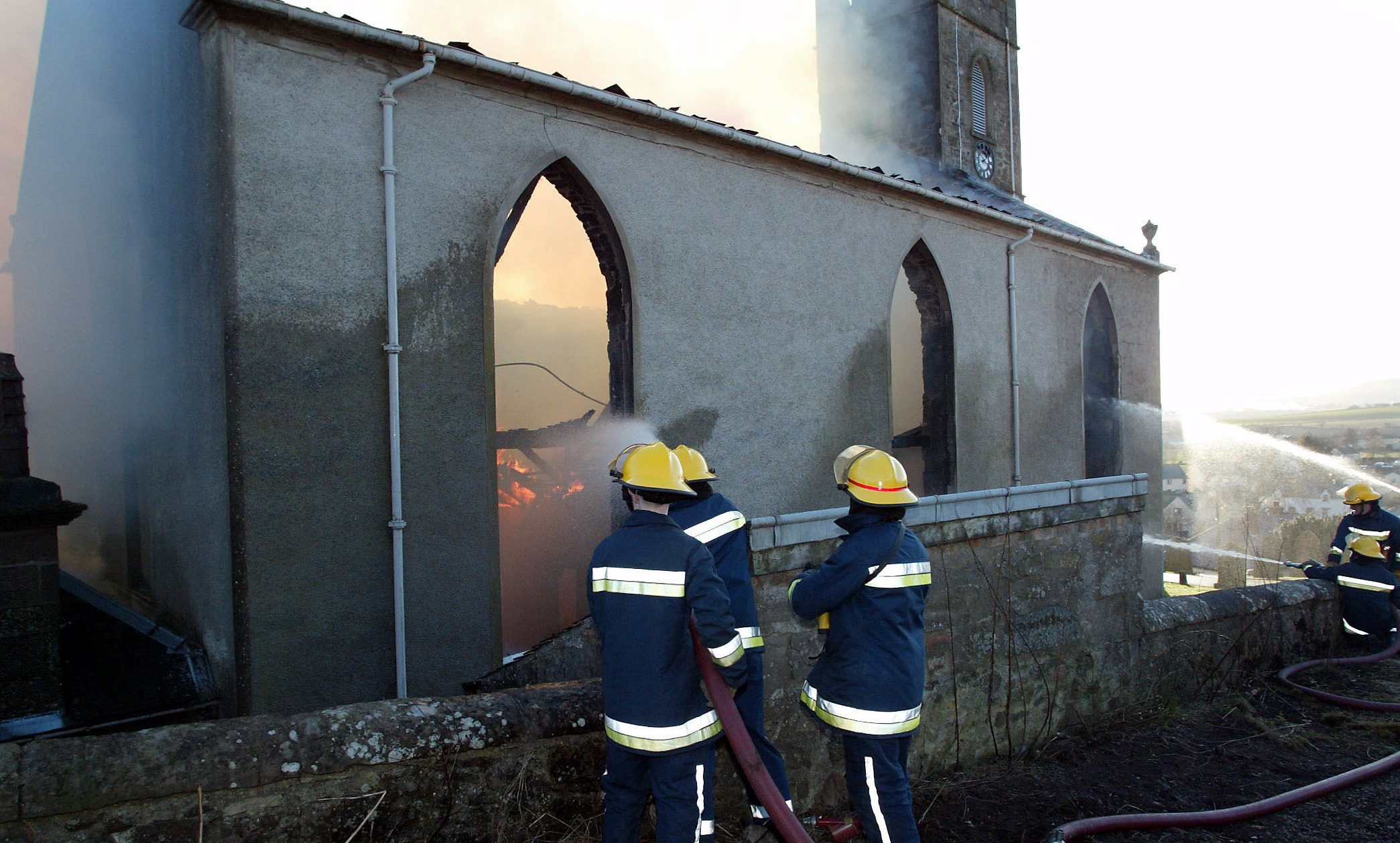 Firefighters battle the Bankfoot Church blaze in 2004.