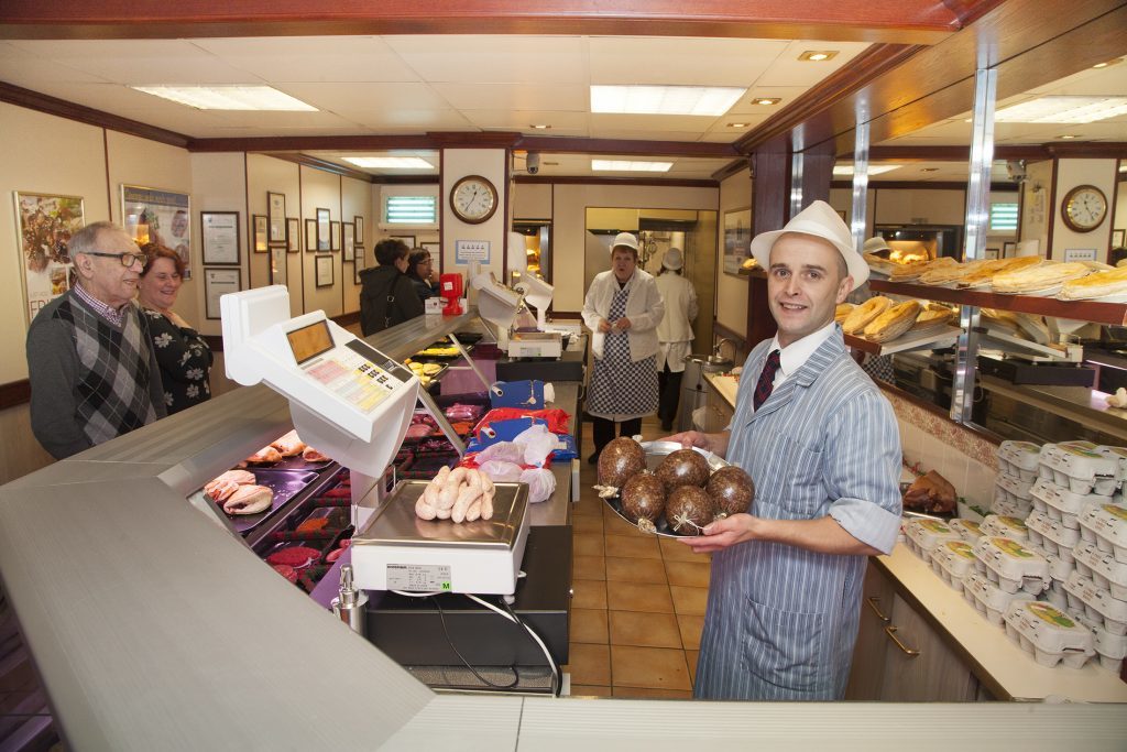 J Barclay Butcher at 90 High Street, Montrose. Pic shows butcher Kevin Mackie 