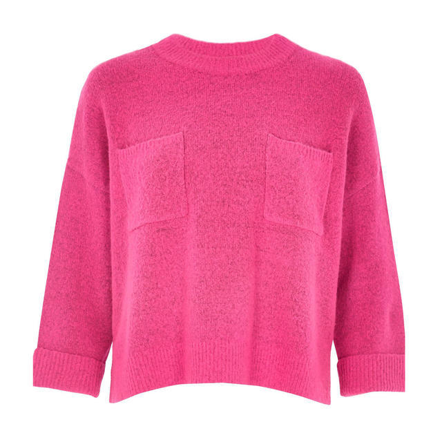 Bright pink knit grazer top, £30.