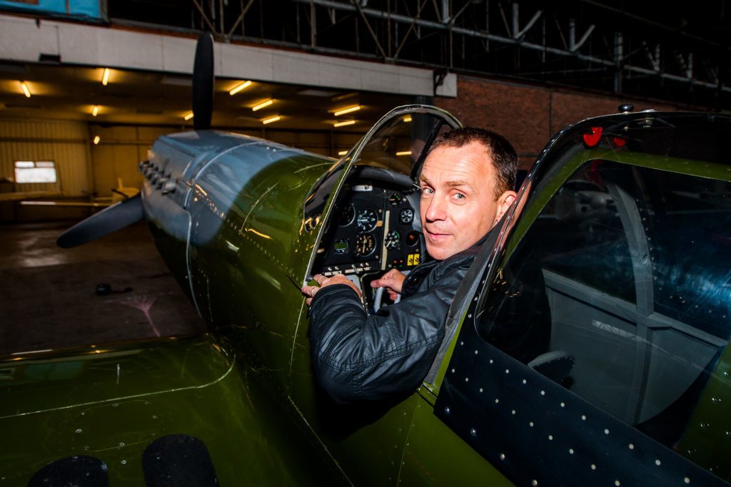 Iain Hutchison in his replica Spitfire