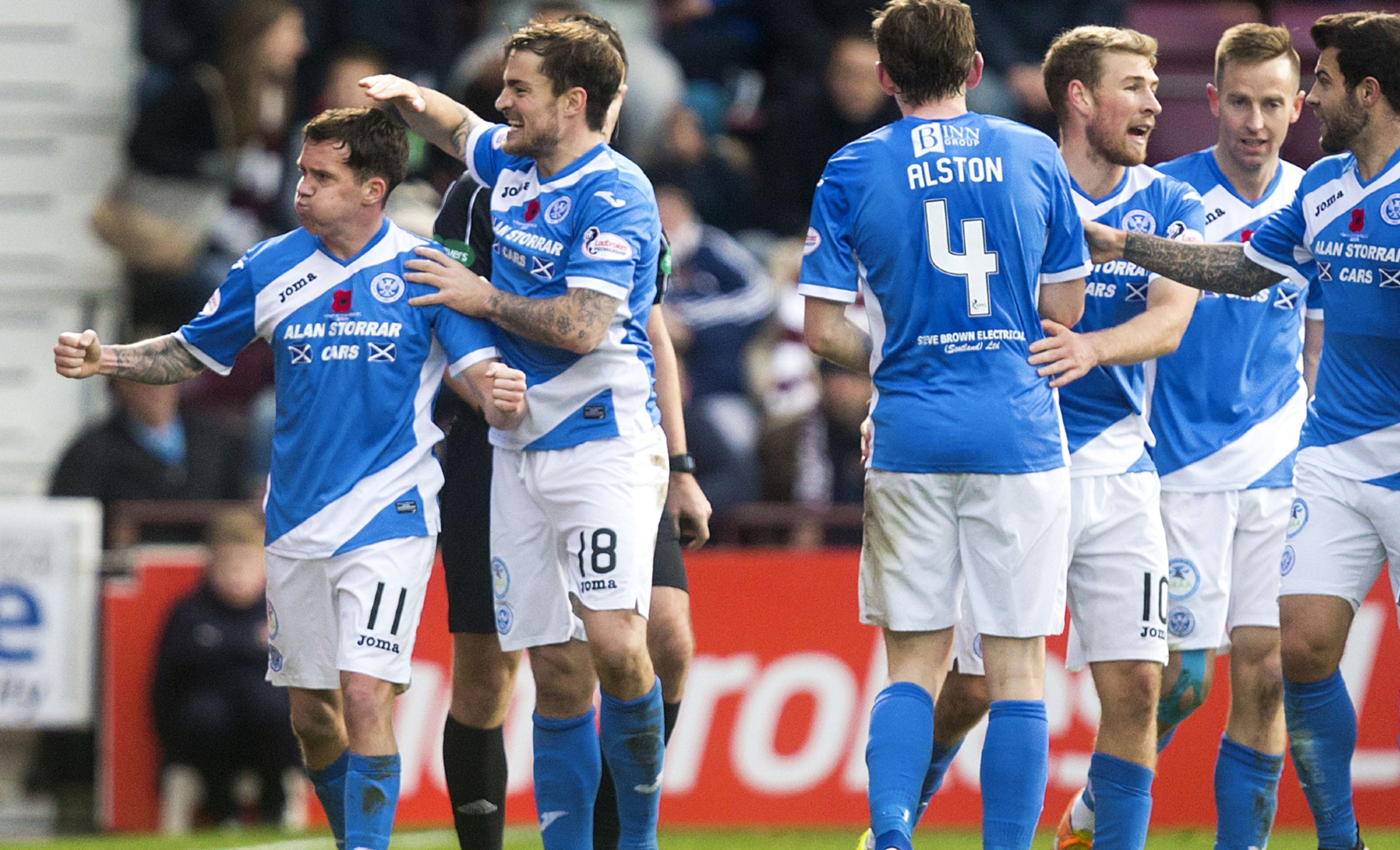 Danny Swanson (left) celebrates his equaliser.