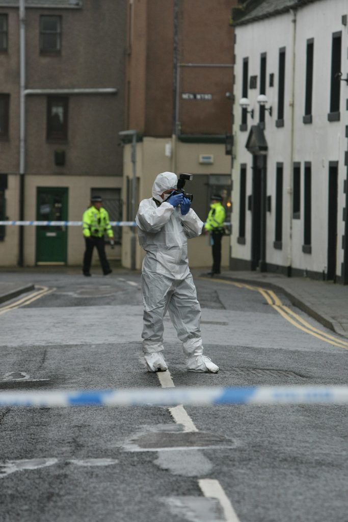 The murder inquiry focussed on the Market Street/John Street area of Montrose