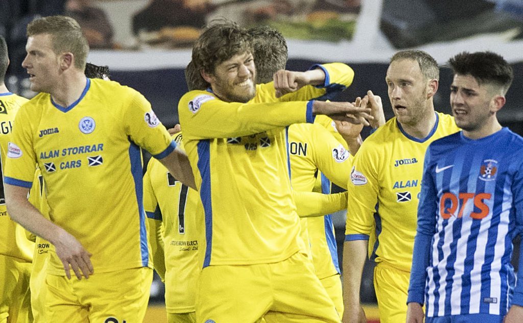 Murray Davidson celebrates his winner at Kilmarnock - but he won't be facing Rangers.