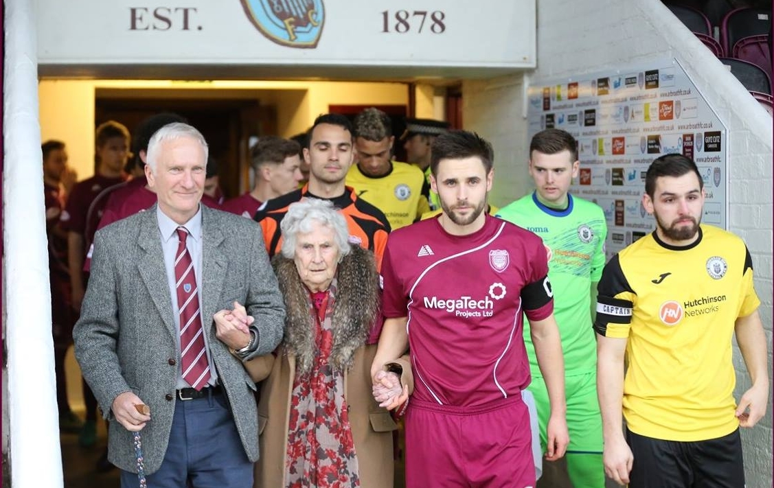 Hilda with her son before kick-off.