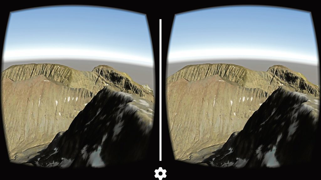 Ben Nevis seen through a virtual reality headset.