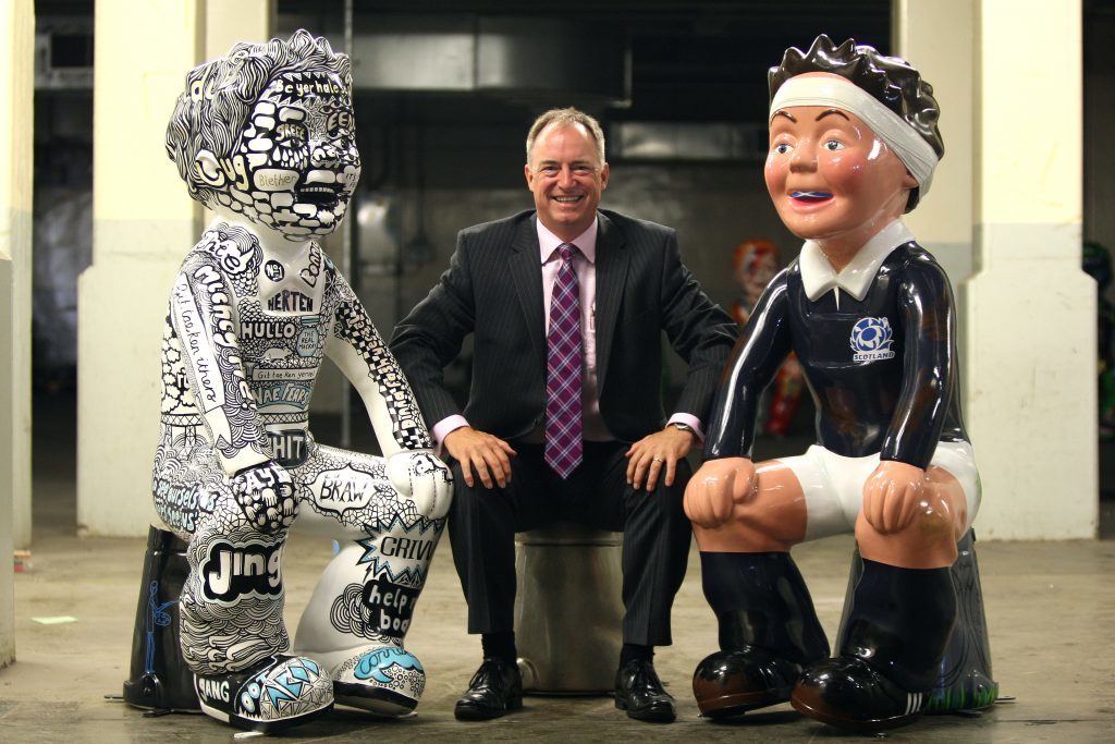 Andy Lothian, CEO Insights, with Oor Wai O’ Spikin’ and Rugby Wullie.