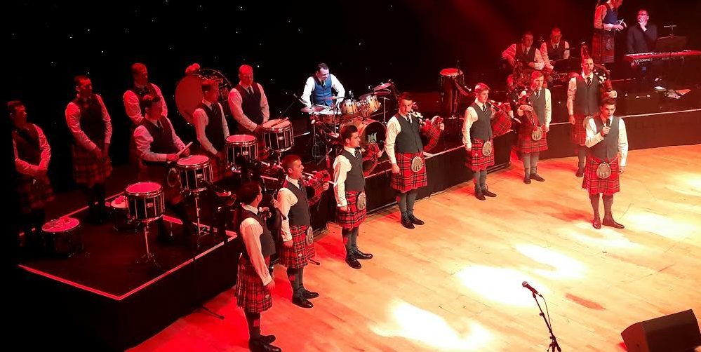 The Pipes and Drums of the Leuchars-based Royal Scots Dragoon Guards perform at the Caird Hall in Dundee