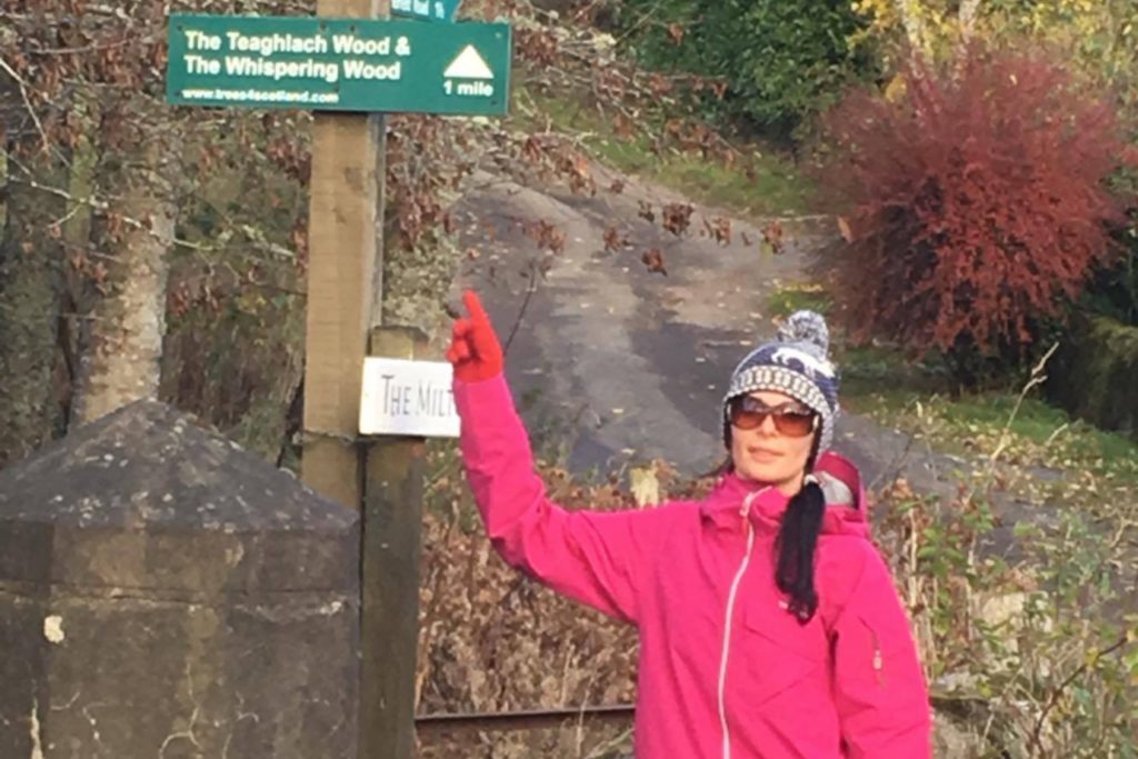 Gayle checks out one of the many walks around Comrie.